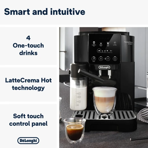 De'Longhi Magnifica Start ECAM220.60.B, Fully Automatic Bean to Cup Coffee Machine with 4 One-Touch Recipes, Soft-Touch Control Panel, Auto Milk, 1450W, Black - De'Longhi - Image 6