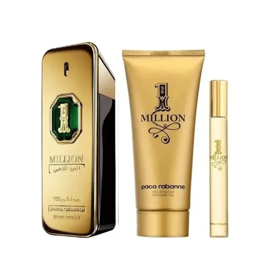 مجموعة 1 مليون جولدن عود عطر مركز 100 مل + عطر 10 مل بخاخ للسفر + بخاخ مزيل العرق 150 مل للرجال من باكو رابان - باكو رابان - Image 2