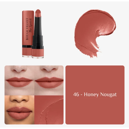 Bourjois Rouge Velvet Matte Lipstick Mauv'Ringue 2.4g Long Lasting Hydrating Lip Color for Bold Lips - Bourjois - Image 2