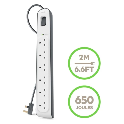 Belkin 6-Outlet Surge Protector - Protects Electronics & Data - Belkin - Image 3