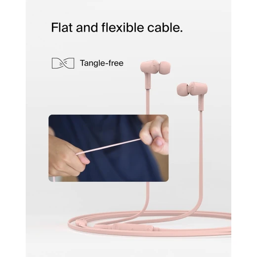 سماعات أذن سلكية SoundForm مع موصل USB-C، سماعات أذن سلكية مع ميكروفون - سماعات أذن سلكية لأجهزة iPhone 16/15، iPad Mini، Galaxy S24، Android والمزيد (سماعات رأس USB-C) - وردي من بيلكن - بيلكين - Image 5
