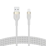 كابل بلكين بوست تشارج برو فليكس مضفّر من السيليكون – USB-A إلى لايتنينغ، بطول 1 متر، أبيض - بيلكين
