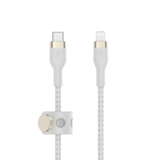 كابل بلكين بوست تشارج برو فليكس مضفّر من السيليكون – USB-A إلى لايتنينغ، بطول 1 متر، أبيض - بيلكين - Image 3