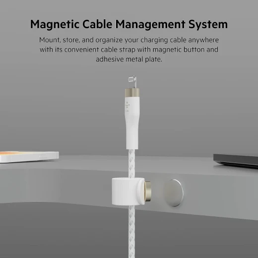 كابل بلكين بوست تشارج برو فليكس مضفّر من السيليكون – USB-A إلى لايتنينغ، بطول 1 متر، أبيض - بيلكين - Image 6