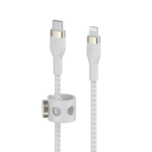 كابل بلكين بوست تشارج برو فليكس مضفّر من السيليكون – USB-C إلى لايتنينغ، بطول 1 متر، أبيض - بيلكين - Image 3