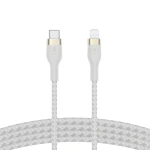 كابل بلكين بوست تشارج برو فليكس مضفّر من السيليكون – USB-C إلى لايتنينغ، بطول 1 متر، أبيض - بيلكين
