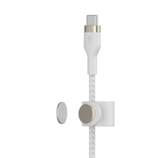 كابل بلكين بوست تشارج برو فليكس مضفّر من السيليكون – USB-C إلى لايتنينغ، بطول 3 أمتار، أبيض - بيلكين - Image 4