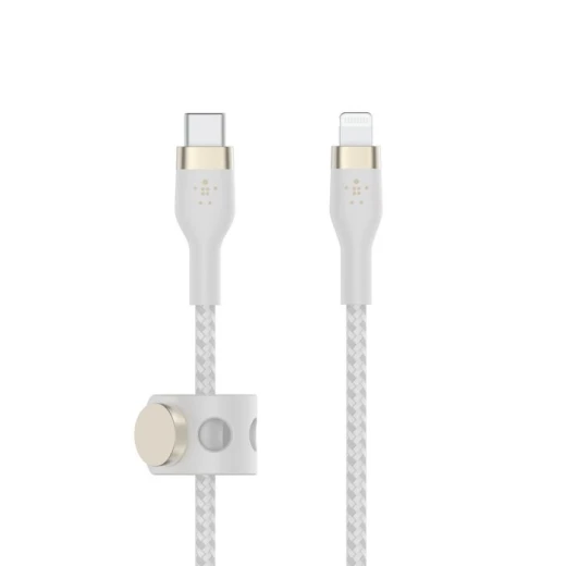 كابل بلكين بوست تشارج برو فليكس مضفّر من السيليكون – USB-C إلى لايتنينغ، بطول 3 أمتار، أبيض - بيلكين - Image 3