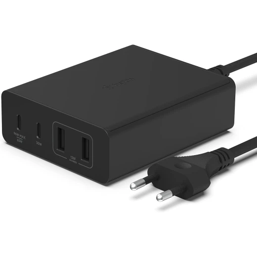 شاحن بيلكن BoostCharge PRO بقوة 108 واط – بتقنية GaN، يحتوي على 4 منافذ (2 × USB-C و2 × USB-A) مع كابل بطول 2 متر شاحن بيلكن BoostCharge PRO بقوة 108 واط – بتقنية GaN، يحتوي على 4 منافذ (2 × USB-C و2 × USB-A) مع كابل بطول 2 متر
