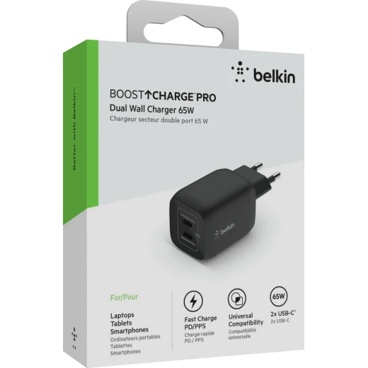 Belkin BoostCharge PRO Dual 65W USB-C PD GaN Fast Charger with PPS, Access up to 65W when using a single USB-C port or 45W + 20W when using both - Belkin - Image 3