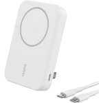 Belkin Portable Charger, Wireless Power Bank 15W 8000 mAh w/ Qi2 - MagSafe Charger w/Built-in Pop-up Kickstand - Compatible w/iPhone 17, Air, Pro, Pro Max, Google Pixel 10, etc. - White - Belkin