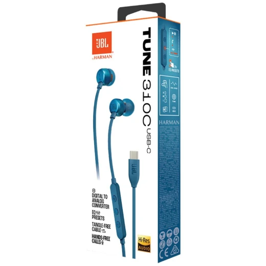 سماعات أذن JBL Tune 310C سلكية USB (أزرق) - صوت عالي الدقة و Pure Bass - جي بي ال - Image 4