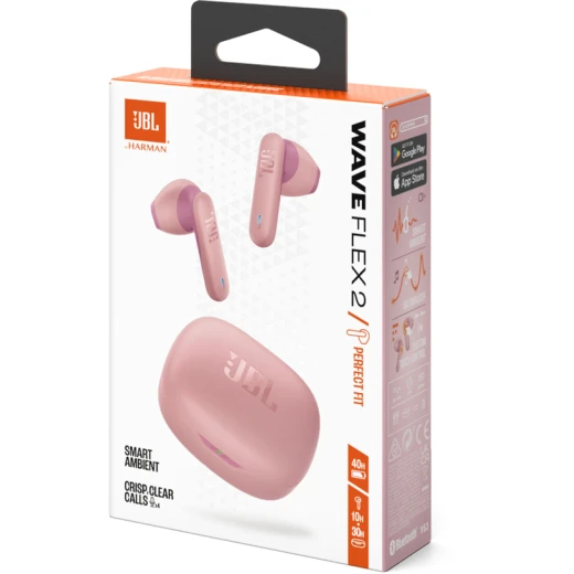 سماعات أذن لاسلكية حقيقية JBL Wave Flex 2 وردي - صوت بيور باس - جي بي ال - Image 7