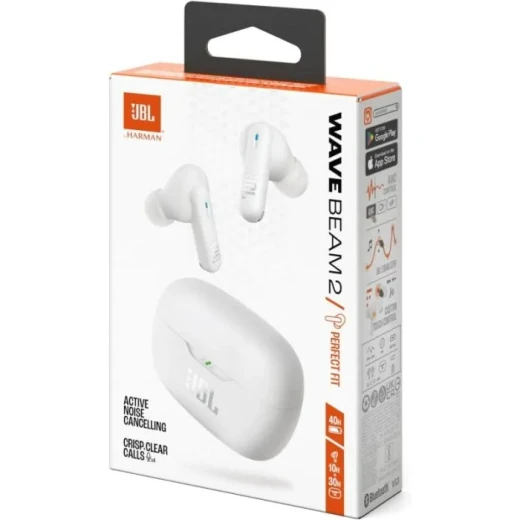 سماعات أذن لاسلكية JBL Wave Beam 2 - أبيض | عزل الضوضاء - جي بي ال - Image 2