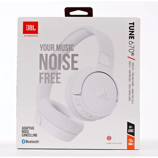 سماعات JBL Tune 670NC اللاسلكية لإلغاء الضوضاء - أبيض - جي بي ال - Image 3