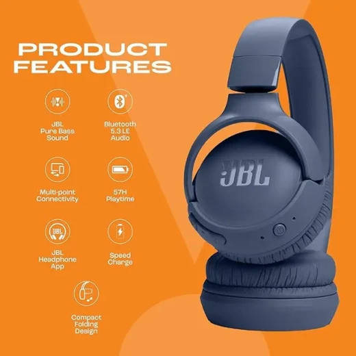 سماعات JBL Tune 770NC اللاسلكية فوق الأذن زرقاء - عزل الضوضاء - جي بي ال - Image 3