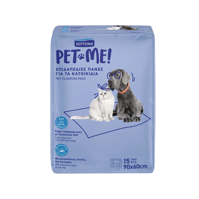 حفاضات أرضية Septona Pet Me للحيوانات الأليفة 90x60 سم 15 قطعة - سيبتونا
