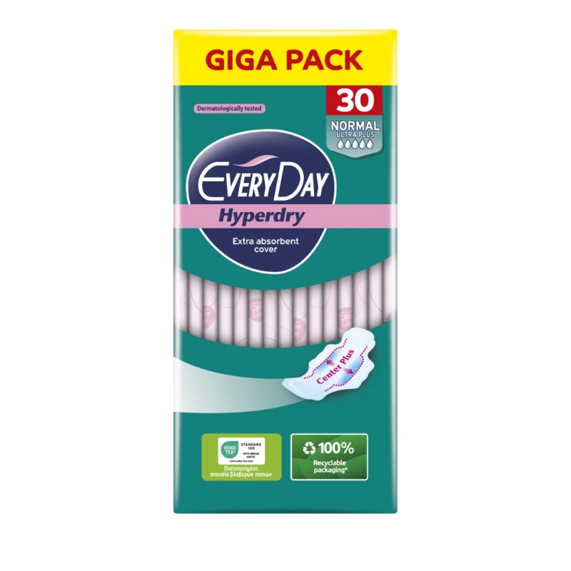 Everyday Hyperdry Normal Ultra Plus Sanitary Napkins Giga Pack 30 Count - EveryDay