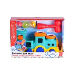 لعبة قطار الأطفال من انفنبيبي مع مطرقة وكرات 31 سم - لعبة ممتعة وتعليمية