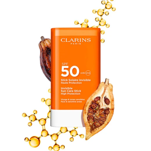 واقي الشمس Clarins SOLAIRE Invisible Stick SPF50 - للوجه - كلارنس - Image 2