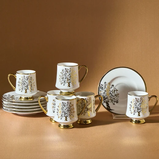 Karaca Güz 6-Person Coffee Cup Set - 90ml Bone China Karaca Güz 6-Person Coffee Cup Set - 90ml Bone China