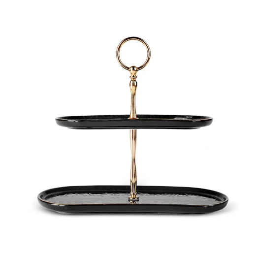 Karaca Calvin Black Tiered Cake Stand - Modern Ceramic - karaca - Image 2