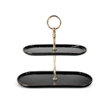 Karaca Calvin Black Tiered Cake Stand - Modern Ceramic - karaca