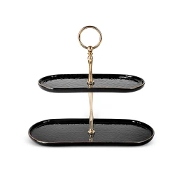 Karaca Calvin Black Tiered Cake Stand - Modern Ceramic