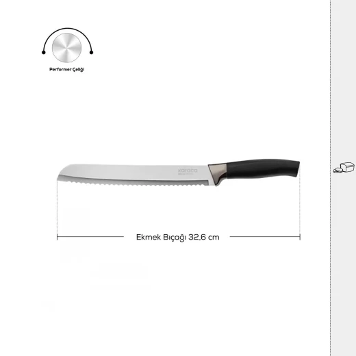Karaca Helios Black 32 cm Bread Knife - Stainless Steel - karaca - Image 3