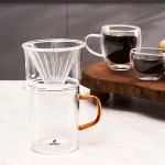 طقم صانع القهوة Karaca Draco Brewy Glass Pour Over مع حامل، برتقالي - كراجا