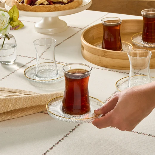 Karaca Nilufer Turkish Tea Set 12-Piece for 6 People - Clear - karaca - Image 6