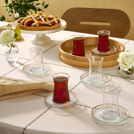 Karaca Nilufer Turkish Tea Set 12-Piece for 6 People - Clear - karaca - Image 7