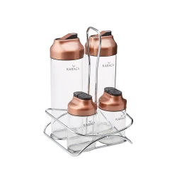 Karaca Dimple Cooper 5-Piece Glass Salad Set - Copper