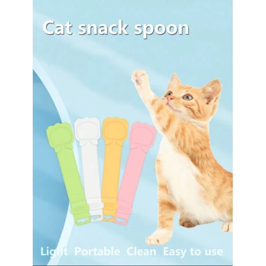 Cat Snack Spoon Multi-Use Feeding Tool, Durable ABS Plastic, Easy & Clean Use,Orange , 20.5cm - Pets - Image 2