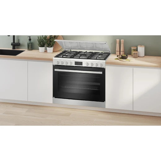Bosch Serie 6 90cm Gas Cooker with LED Display and Stainless Steel - BOSCH - Image 4