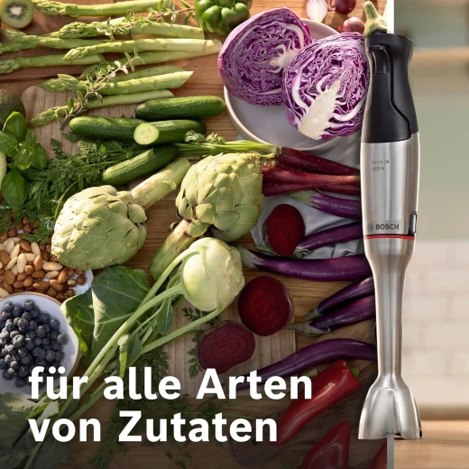 Bosch ErgoMaster Series 6 MSM6M8X1 Hand Blender, Stainless Steel Blades, Wear-free Ceramic Coupling, Air Cooling, Chopper, Cube Cutter, Whisk, 1200 W - BOSCH - Image 4