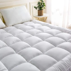 غطاء مبطن بأربعة أشرطة مطاطية متينة، أبيض 100 × 200 ×10 سم