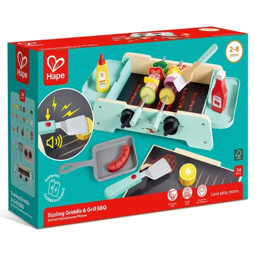 Hape Sizzling Griddle & Grill BBQ – Wooden Pretend Play Grill for Realistic Cooking Fun Hape Sizzling Griddle & Grill BBQ – Wooden Pretend Play Grill for Realistic Cooking Fun