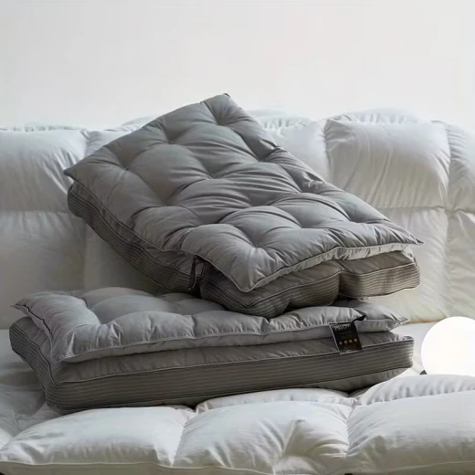 1pc Luxury Hotel Pillow - Ultra Soft 2-in-1 Neck Pillow Core with 50% Cotton & 50% Polyester Fill, 100% Polyester Cover, Hand Wash Only, Multi-Use for Home & Travel, Grey 1pc Luxury Hotel Pillow - Ultra Soft 2-in-1 Neck Pillow Core with 50% Cotton & 50% Polyester Fill, 100% Polyester Cover, Hand Wash Only, Multi-Use for Home & Travel, Grey
