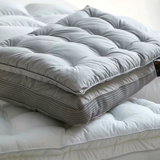 1pc Luxury Hotel Pillow - Ultra Soft 2-in-1 Neck Pillow Core with 50% Cotton & 50% Polyester Fill, 100% Polyester Cover, Hand Wash Only, Multi-Use for Home & Travel, Grey - Image 2