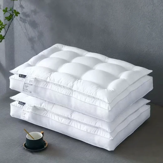 1pc Luxury Hotel Pillow - Ultra Soft 2-in-1 Neck Pillow Core with 50% Cotton & 50% Polyester Fill, 100% Polyester Cover, Hand Wash Only, Multi-Use for Home & Travel - Image 2