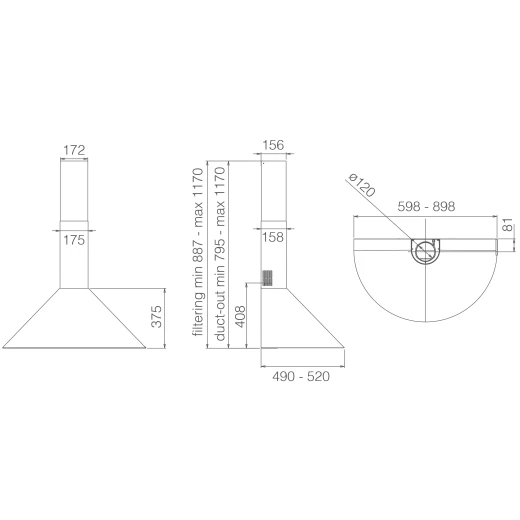 Elica Tonda Wall-Mount Cooker Hood Stainless Steel 90cm - Elica - Image 3