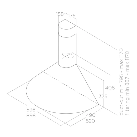 Elica Tonda Wall-Mount Cooker Hood Stainless Steel 90cm - Elica - Image 2