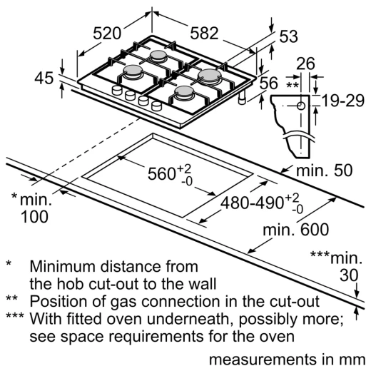 Bosch Serie 8 60cm Built-In Gas Hob Stainless Steel Cast Iron - BOSCH - Image 4