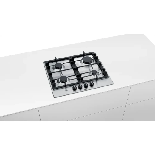 Bosch Serie 8 60cm Built-In Gas Hob Stainless Steel Cast Iron - BOSCH - Image 2