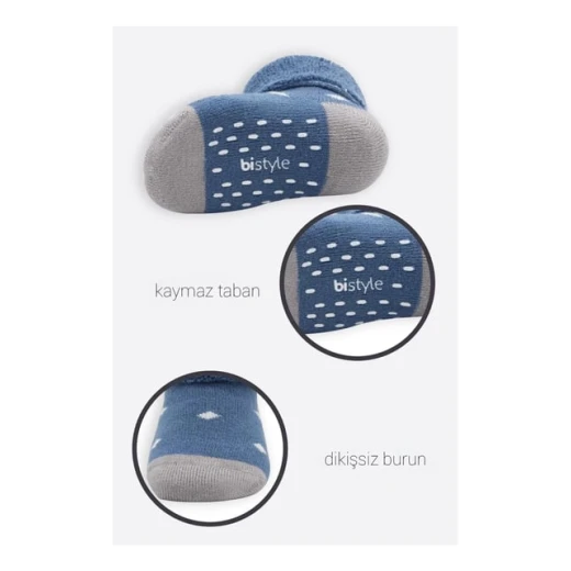 BiStyle Baby Non-Slip Socks 1-Pack Blue 0-6/6-12 Months - Bistyle - Image 3