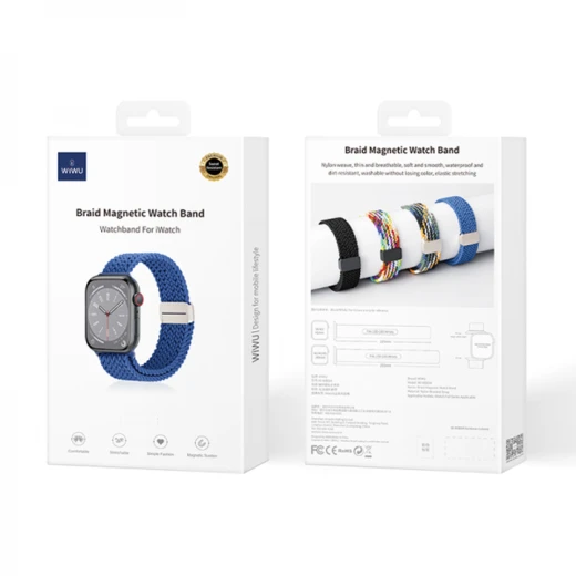 WIWU Nylon Braided Magnetic Watch Band Blue 42/44/45/49mm - Wiwu - Image 4