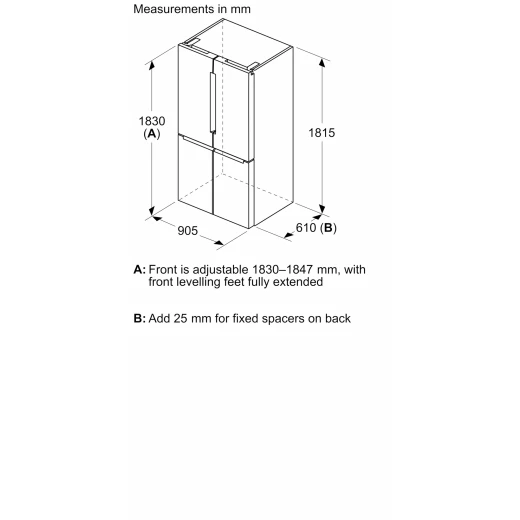 Bosch 4-Door Refrigerator 90.5cm 605L Series 4 Brushed Stainless Steel - BOSCH - Image 4