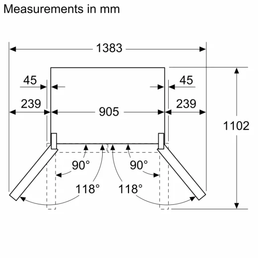 Bosch 4-Door Refrigerator 90.5cm 605L Series 4 Brushed Stainless Steel - BOSCH - Image 3