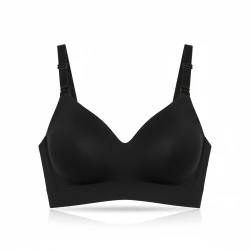 Momcozy Seamless Nursing Bra, Black, Large